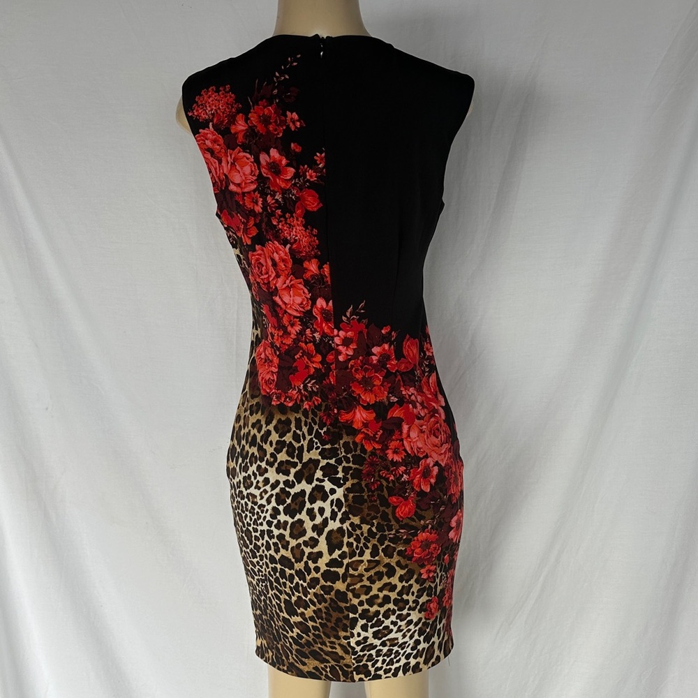 Cache Black and Red Floral Leopard Print Dress size medium - Picture 4 of 5
